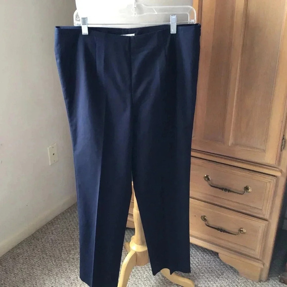 Leggiadro navy stretch cotton crop pants side zip Size 14 - Picture 2 of 7